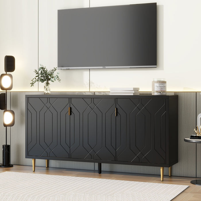 Modern TV Stand With 3 Doors And Adjustable Shelves