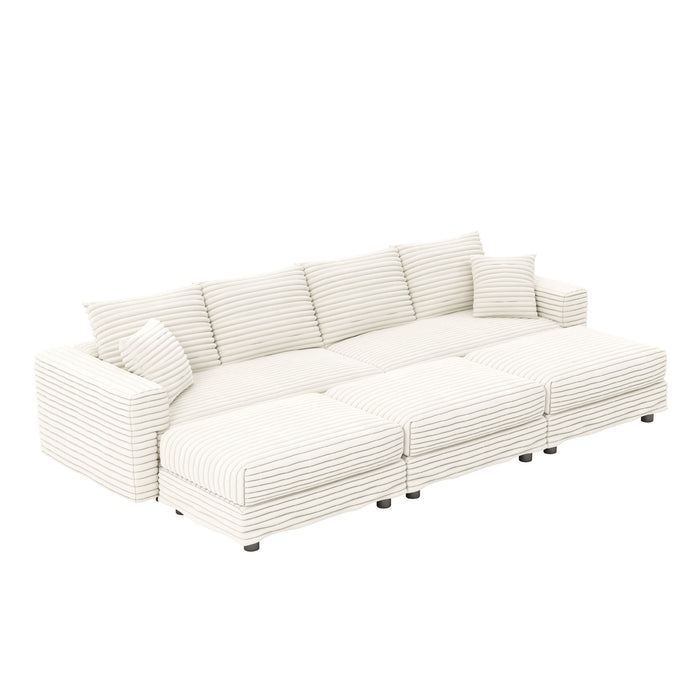 Deep Seat Convertible Sofa With Soft Pillows And Ottomans