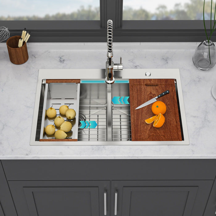 Topmount, Drop In Double Bowl Kitchen Sink