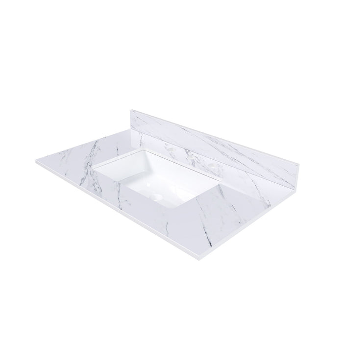 Bianco Carrara Venato Elegant Marble Vanity Top, Bathroom Vanity With Undermount Sink, Sintered Stone