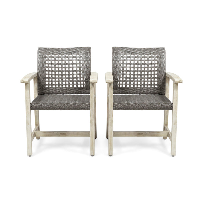 Outdoor Dining Chair Acacia Wood Frame (Set of 2)