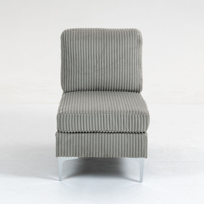 Single Couch Modular Armless Accent Chair With Back Cushion