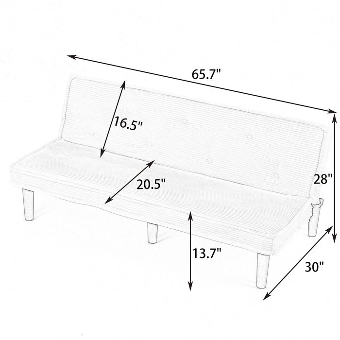 Versatile Corduroy Sofa Bed With Solid Wood Frame