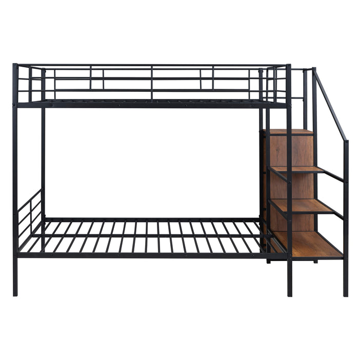 Bunk Bed With Lateral Storage Ladder And Wardrobe