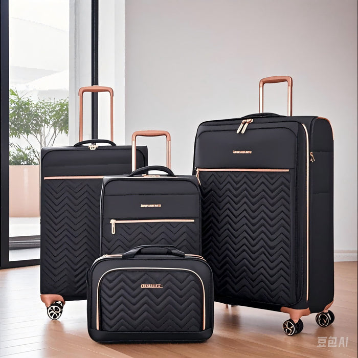 4 Piece Set, Softshell Suitcase Spinner Wheels Terylene Luggage Sets