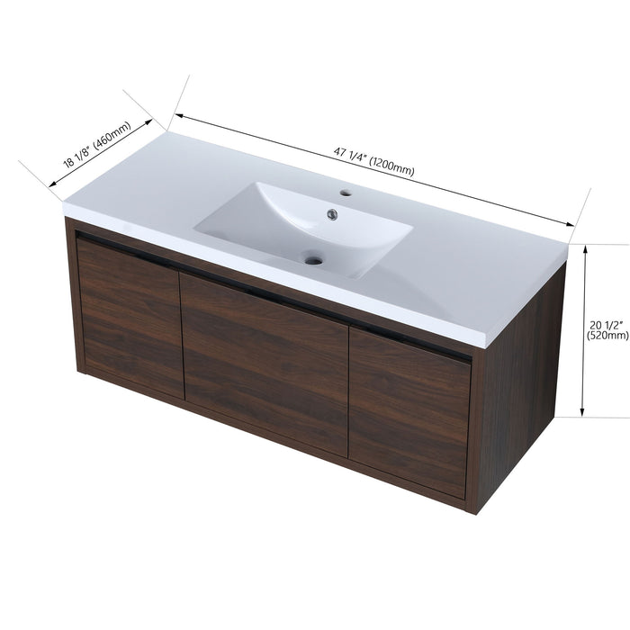 Floating Bathroom Vanity With Resin Sink And Soft Close Doors
