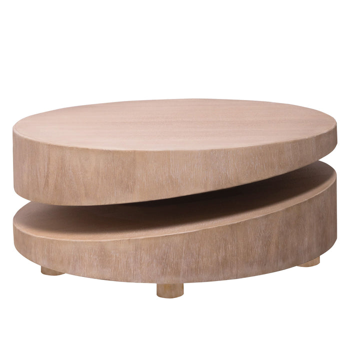 Modern Round Wood Coffee Table, Accent Table For Living Room - Antique Natural / Natural / Rustic