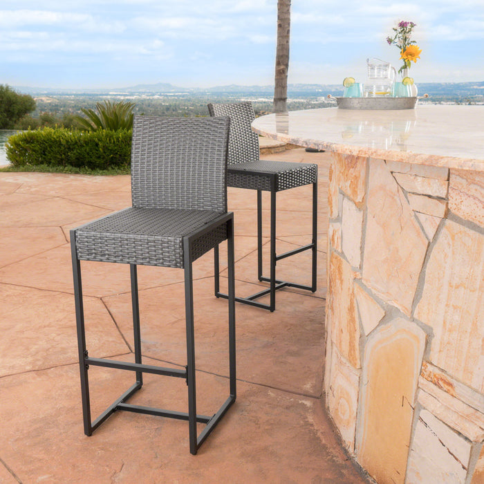 Outdoor Barstool With Hand Crafted Details (Set of 2)