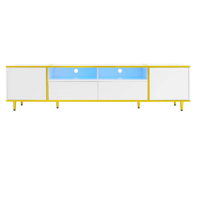 TV Stand For TVs Up To 80", Entertainment Center With 2 Shelves And LED Lights