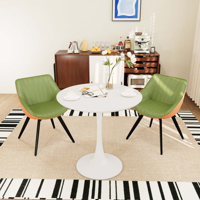 Round Dining Table Set With Tulip Design And 2 Chairs