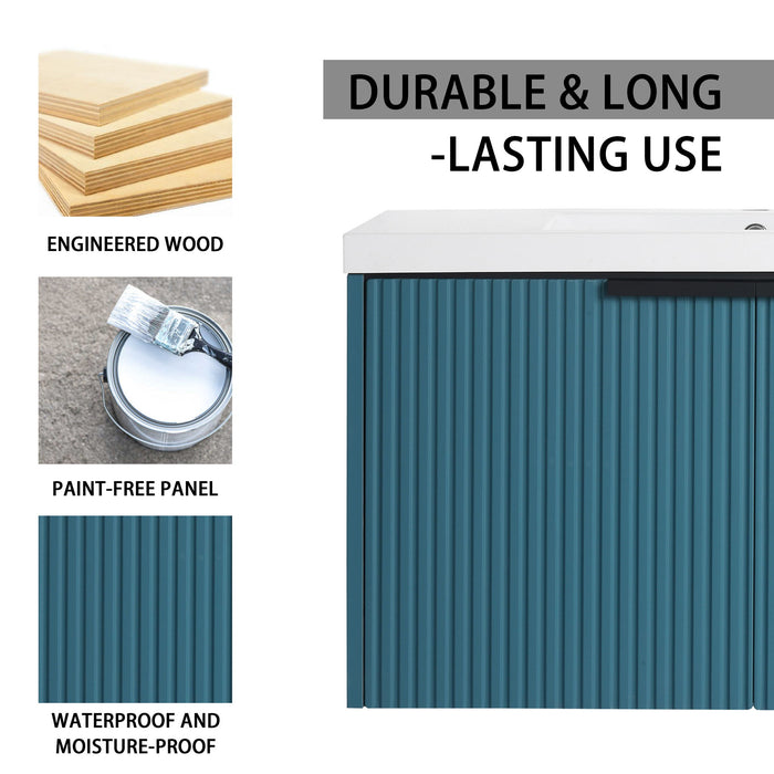 Contemporary Wall Mounted Bathroom Vanity With Resin Double Sink