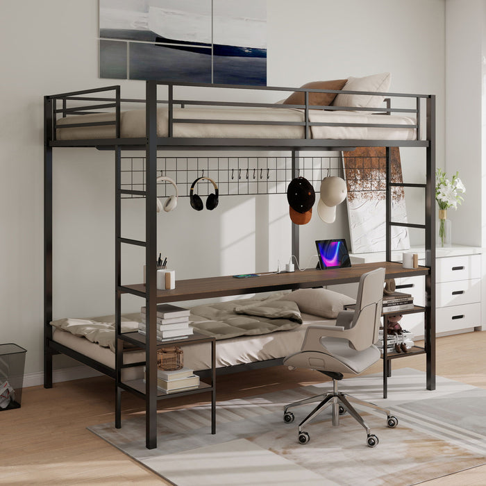 Ethan - Bunk Bed With Desk, Charging Station, Storage Shelves