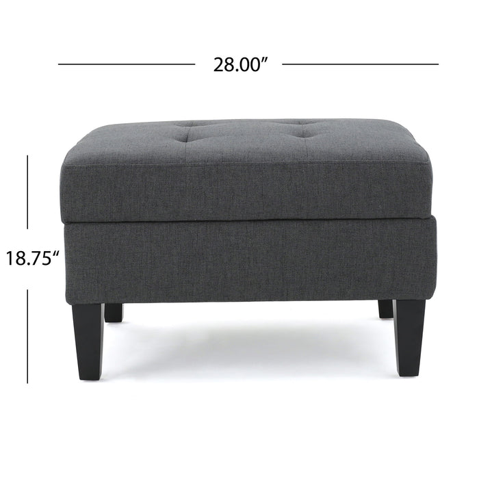 Ottoman With Birch Wood Legs And Cushioned Top For Comfort