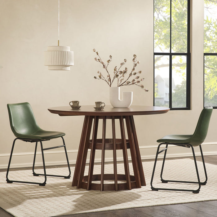 Round Dining Table With Pedestal Base - Brown