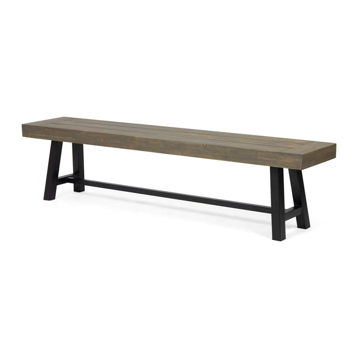 Outdoor Patio Bench - Gray / Rustic Metal
