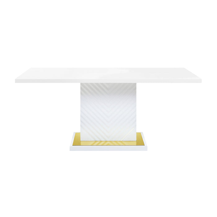 Gaines - High Gloss Dining Table With Pedestal Base