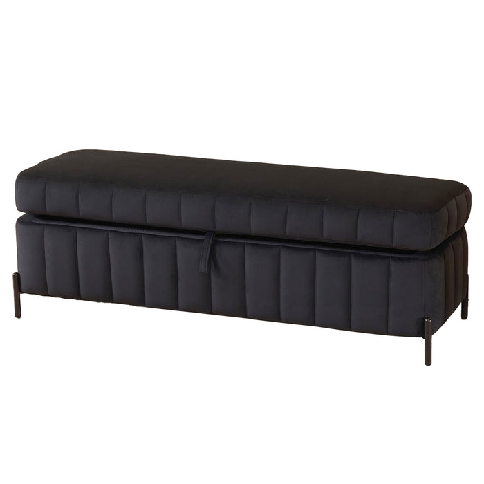 Wide Upholstered Velvet Storage Soft Bench Ottoman With Metal Legs