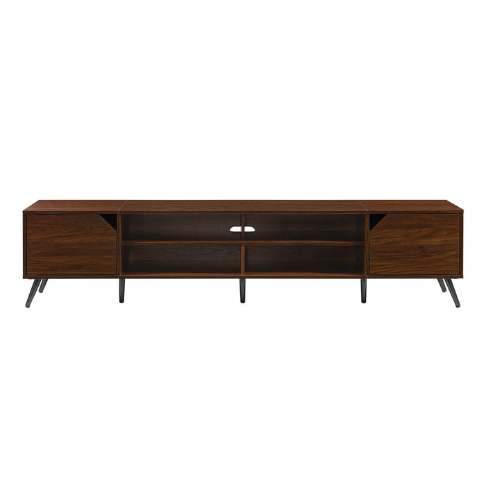 Contemporary 2 Door Minimalist TV Stand For TVs Up To 90" - Dark Walnut