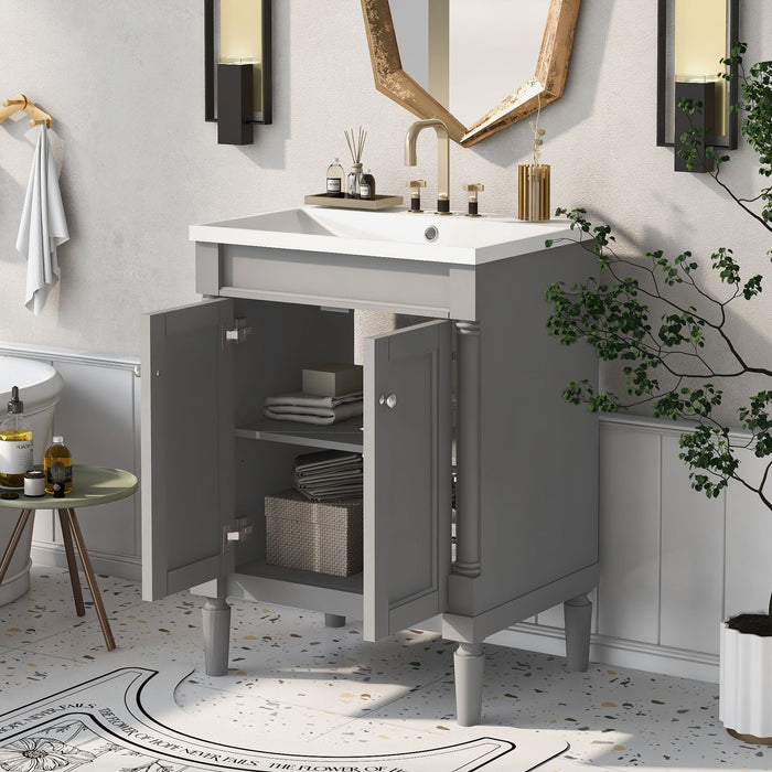 Bathroom Vanity With Top Sink, 2-Tier Modern Bathroom Storage Cabinet