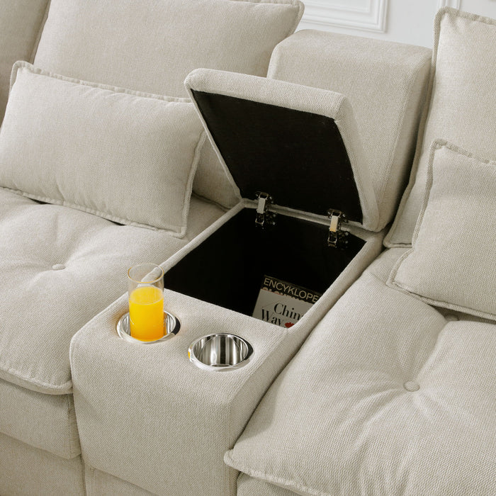 Contemporary U Shaped Sofa With Console And Cupholders
