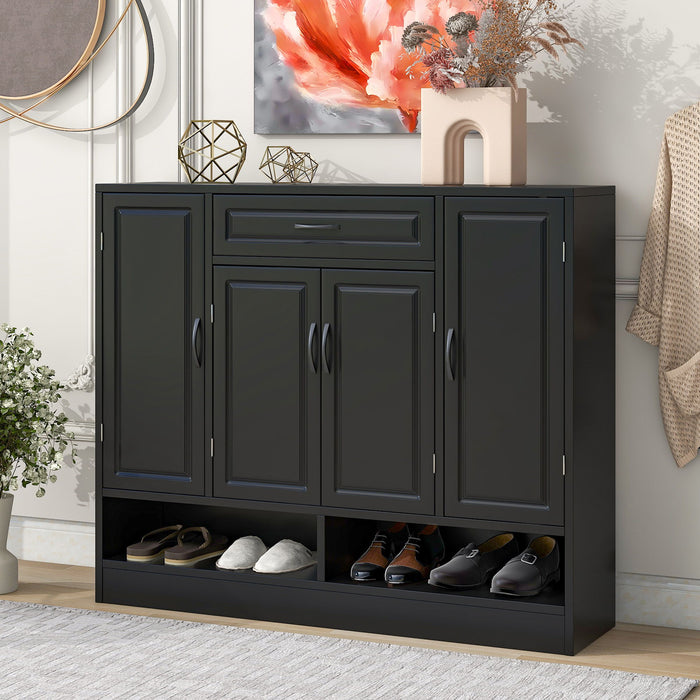 Sleek And Modern Shoe Cabinet With Adjustable Shelves, Space Saving Design