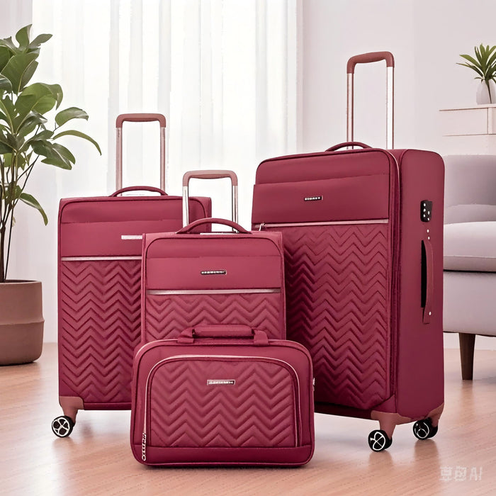 4 Piece Set, Softshell Suitcase Spinner Wheels Terylene Luggage Sets