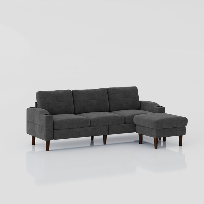 3 Seater Convertible Combination L Shaped Sofa With Footstools With Storage