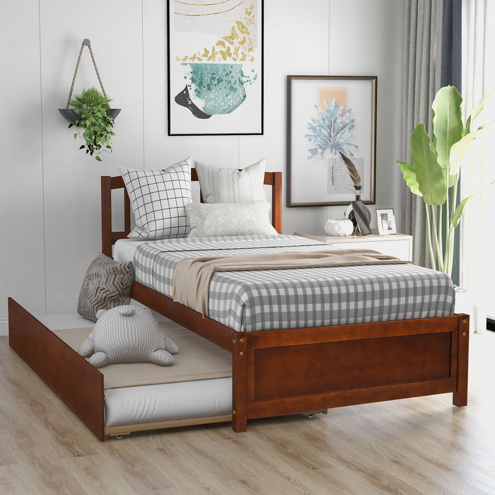 Platform Bed Wood Bed Frame With Trundle