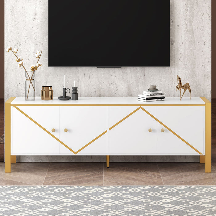Modern Minimalist TV Stand With 2 Spacious Cabinets