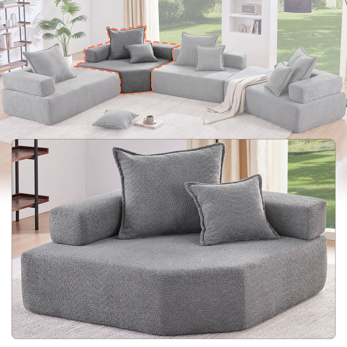 Frame For Oversized Modular U Shaped Sectional, Floor Couch Convertible Compressed Couch Spacious Foam Filled Sofa
