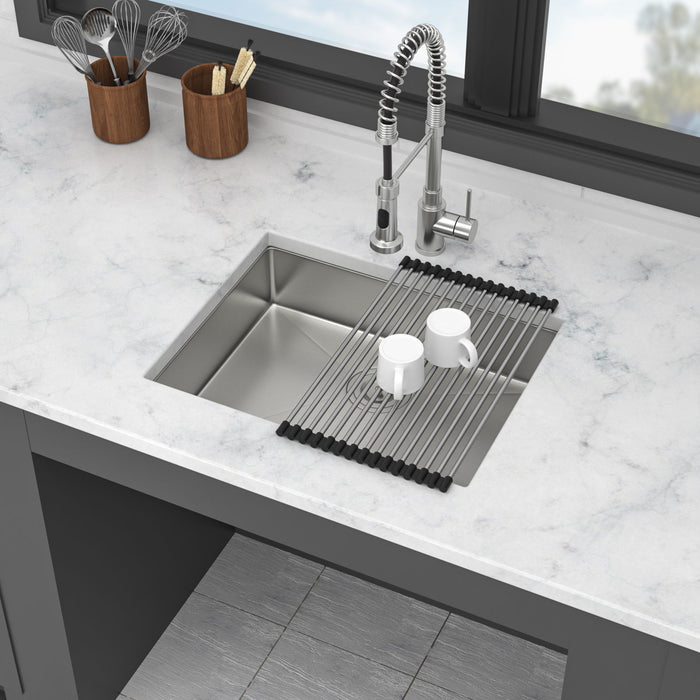 Ada-Compliant 23" Undermount Sink, Low Depth Single Bowl - Brushed Nickel