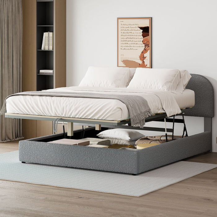 Upholstered Platform Bed With Hydraulic Storage System