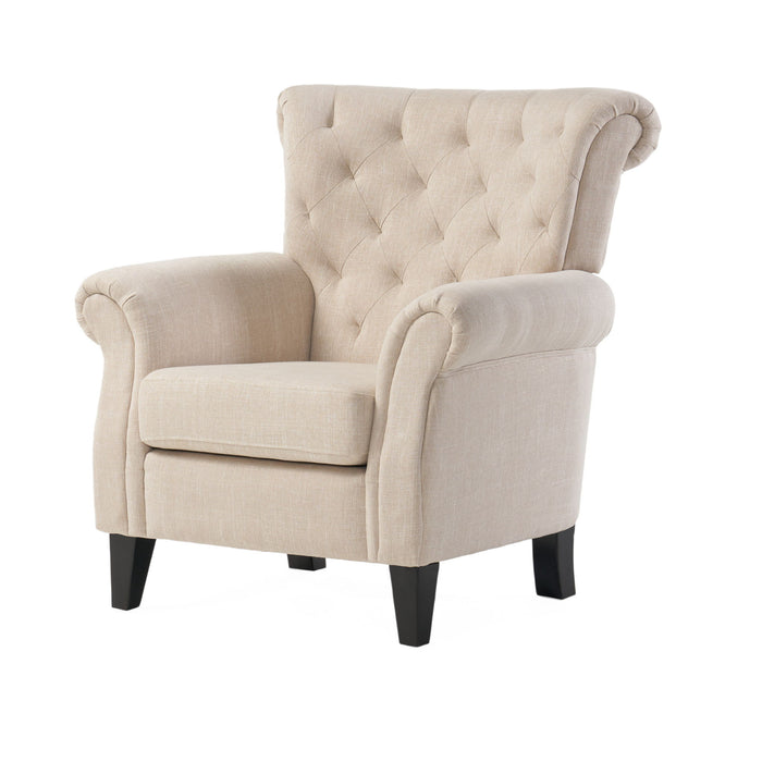 Springfield - Tufted Club Chair Stylish Upholstery - Light Beige