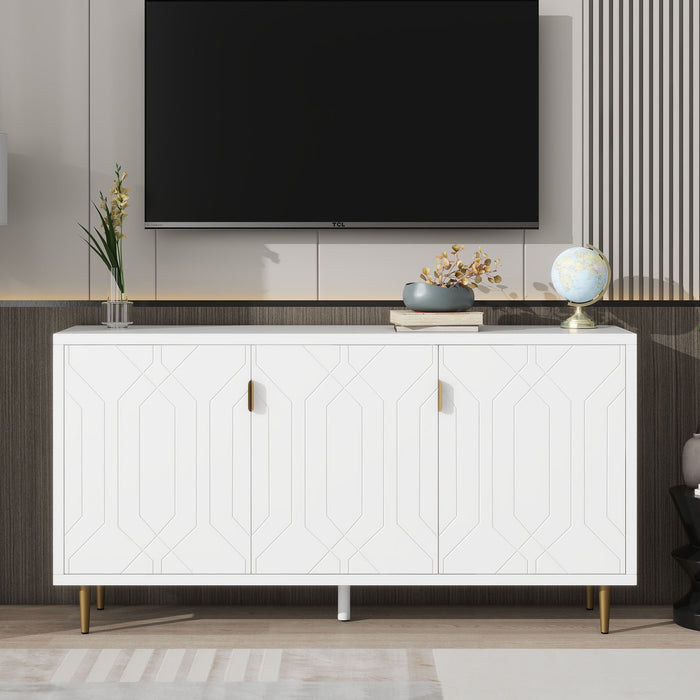 Modern TV Stand With 3 Doors And Adjustable Shelves