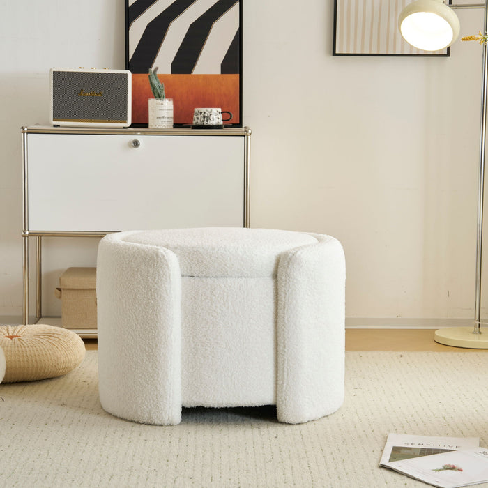 Cozy Boucle Storage Ottoman, Stylish Comfort With Hidden Storage