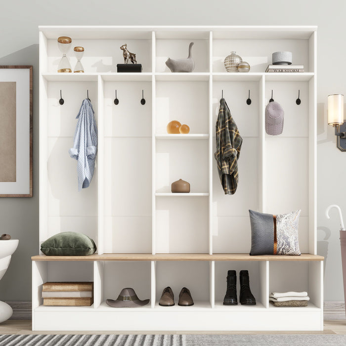 Minimalist Shoe Cabinet With Cube Storage & Shelves