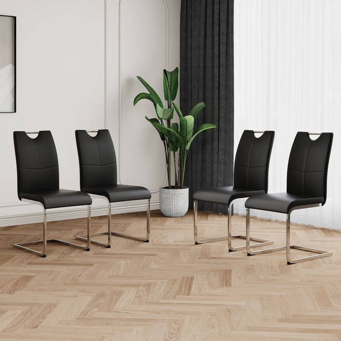 Modern Dining Chairs With Padded Seat And Metal Legs