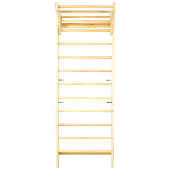 Swedish Ladder, Stall Bars Set For Physical Therapy & Gymnastics - Natural