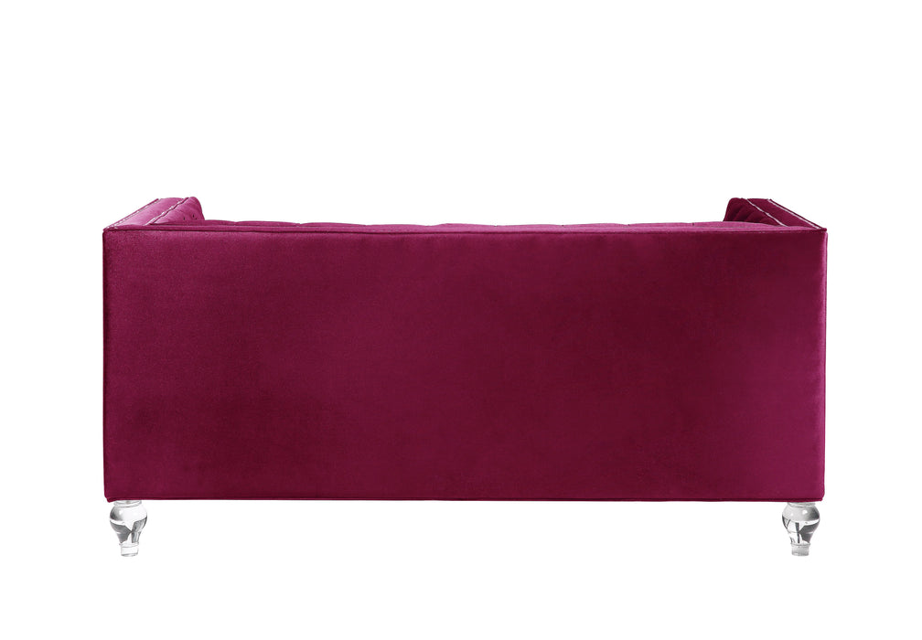 Heibero Loveseat - With 2 Pillows - Burgundy