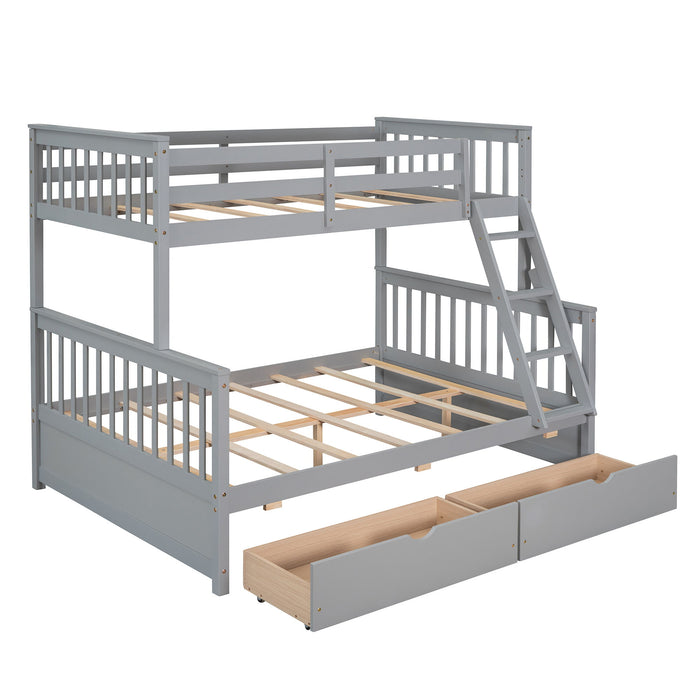 Bunk Bed With Ladders And 2 Storage Drawers