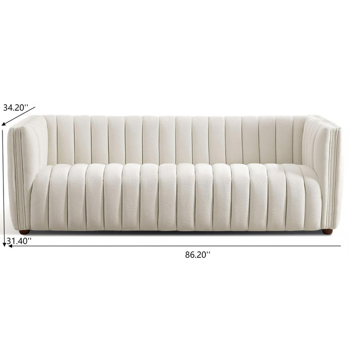 April - Mid-Century Modern Luxury Tight Back Boucle Couch