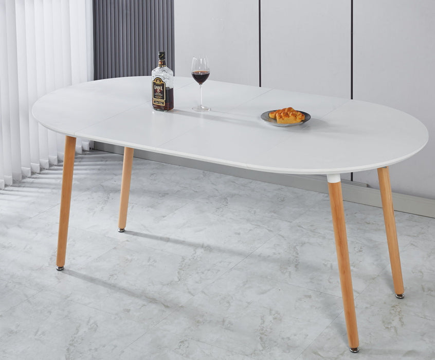 Extensible Table, Dining Table, Office Table, Coffee Table, Wood Leg - Matte White