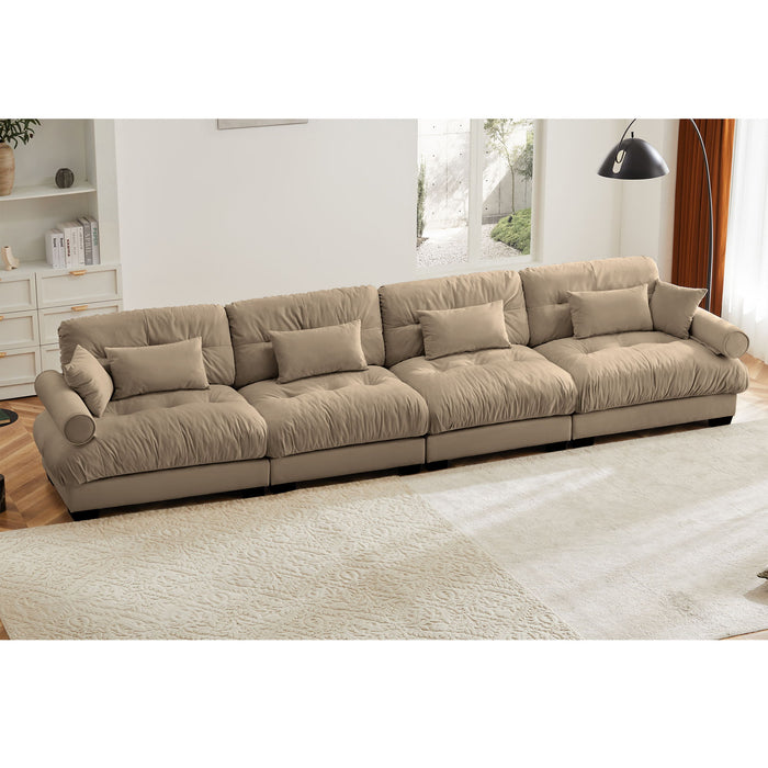 Super Comfort Oversized Modular Velvet Sectional Sofa, Deep Seat Convertible L Shaped Couch