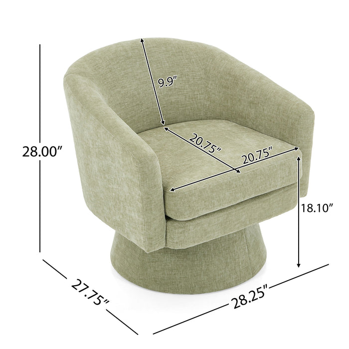 Swivel Barrel Chair With Cushioning For Living Room & Office, 360° Rotating - Green