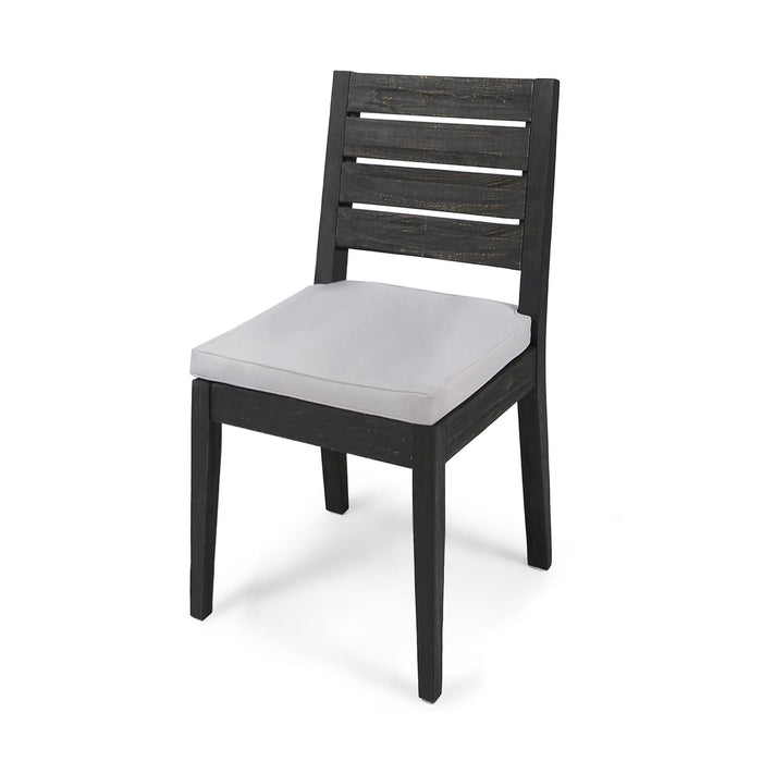 Patio Armless Dining Chair With Laid Back Slat Panel Design - Light Gray