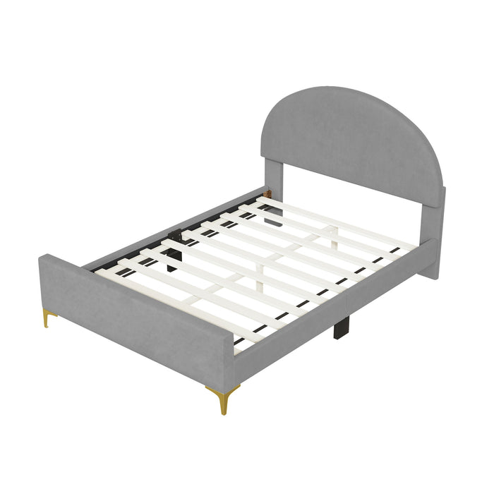Upholstered Platform Bed With Classic Semi-Circle Shaped Headboard