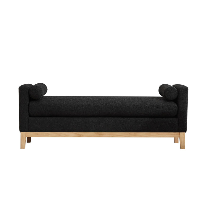 Elegant Upholstered Bench Daybed Ottoman With Bolster Pillows