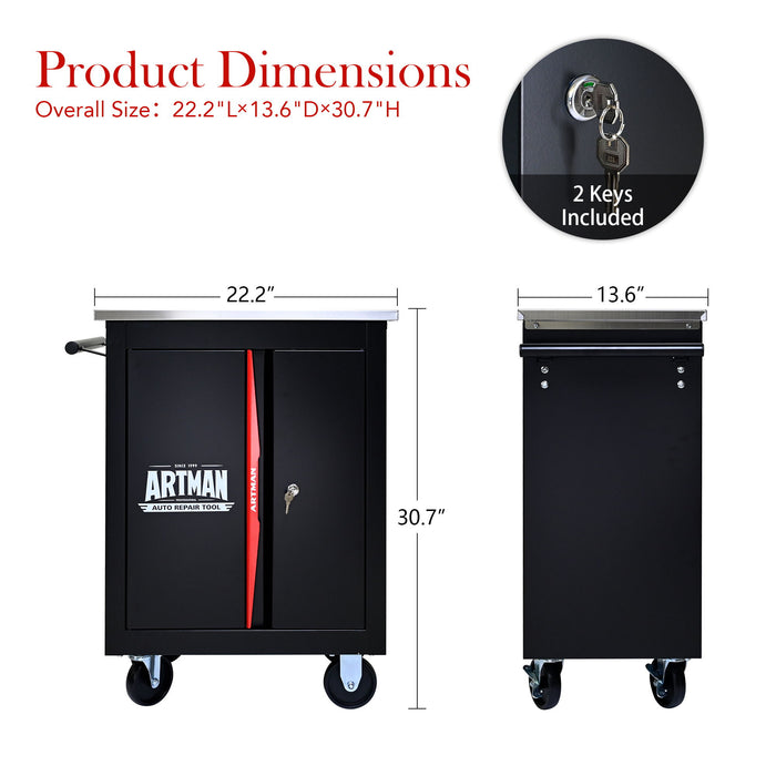 Double Door Clapboardl Multi Function Tool Cart - Black / Red