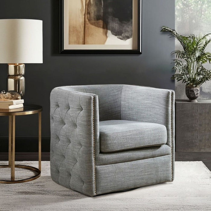 Capstone - Swivel Barrel Chair With Nailhead Accents And Button Tufting