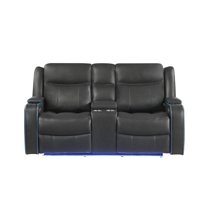 Blanca - Power Console Reclining Loveseat With LED Lights And Power Headrest Frame - Charcoal